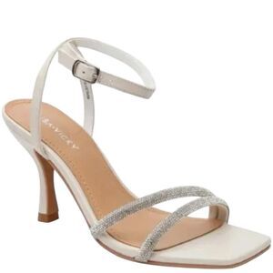 Brand New Lisa Vicky Women's Cream and White Crystal Ankle-Strap Heels - 8.5